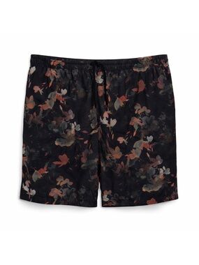 NWT BoohooMAN Big & Tall Floral Elastic Waist Shorts 4XL Black Drawstring